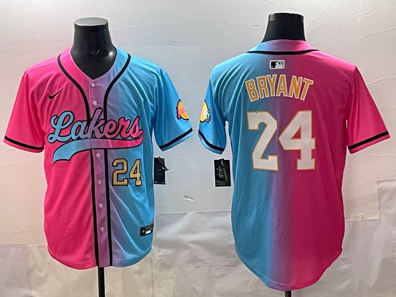 Men 2025 Los Angeles Lakers 24 Bryant Blue pink Nike NBA Jersey style 07